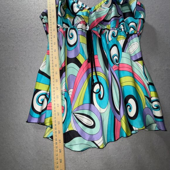 Vintage Silk 90s Y2K Willi Smith Baby Doll Summer Tank Top Large Artsy Bold Boho - Picture 4 of 5